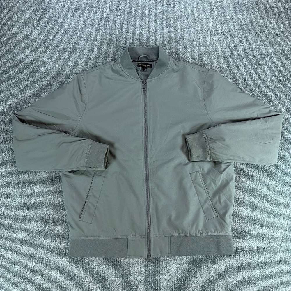 Banana Republic Mens Gray Full Zip Bomber Jacket Large Streetwear Contemporary